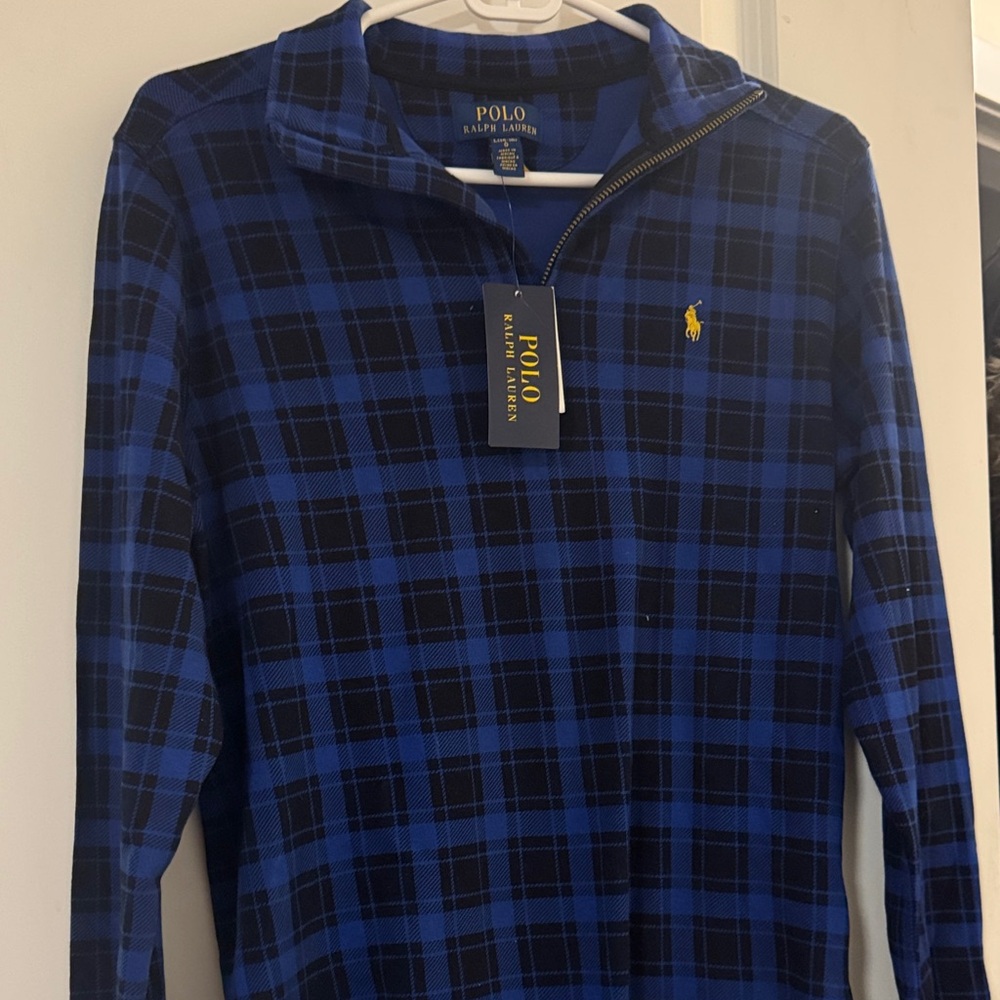 Polo by Ralph Lauren Black and Blue Checkered Sweatshirt - Picture 1 of 5